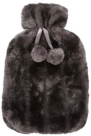 2L Hot Water Bag Cover Faux Fur Hand Warmer Plush Cloth Imitation Rabbit Fur Hot Water Bottle Decoration for Winter Supplies Gifts (Grey)