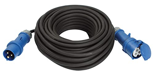 as - Schwabe Verlängerungsleitung 5 m H07RN-F 3G6, CEE Stecker und Kupplung 230V/32A/3-polig, IP44, Schwarz, 63280