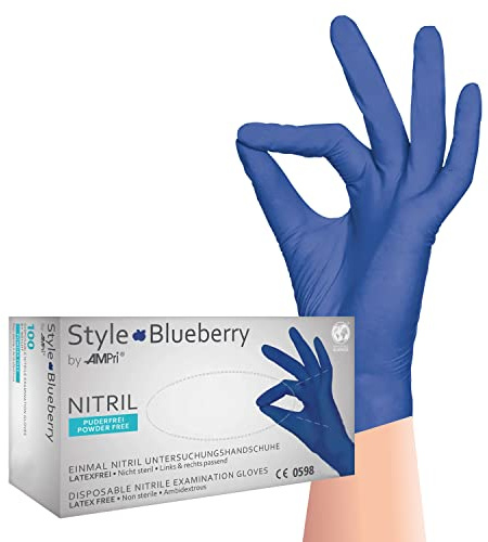 AMPri Nitrilhandschuhe, dunkelblau, blau, Größe L, puderfrei, Style blueberry by Med-Comfort: Nitril Einmalhandschuhe in den Größen XS, S, M, L, XL erhältlich