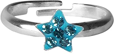 klostermann KINDER + Erw. Silber RING,verstellbar (STERN mit Strasssteinen bleu) 61016 v. bb