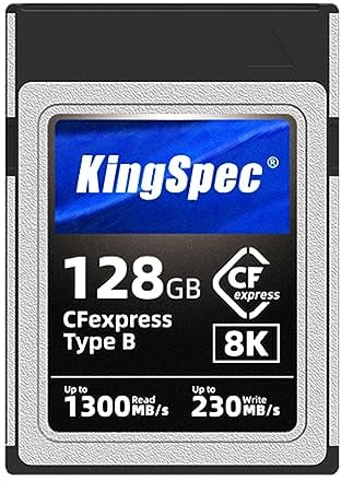 KingSpec CF Express Type B Memory Card - 128GB, XQD Memory Cards, CFexpress Type b, 1300MB/s Read - 230MB/s Write, 8K Raw for DSLR, Compatible with Canon/Nikon/Panasonic Cameras, Pro Photographers