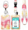 ID Ausweishalter mit Lanyard, Einziehbarer Schlüsselband Ausweishalter, Ausweishülle mit Band Schlüsselanhänger für Personalausweis, Studentenausweis, Kreditkarten (Marble Orange)