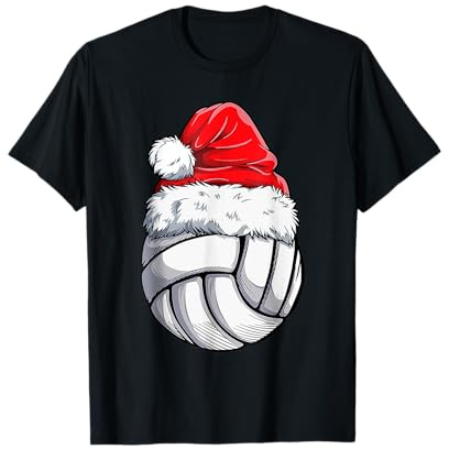 Santa Volleyball Weihnachtsmütze Lustiges Sport Volleyball T-Shirt