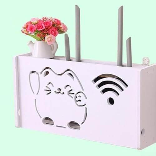 Zoegneer Kabellose Wifi-Router-Aufbewahrungsbox, PVC, kein Bohren, Kabel-Router-Regal, Wandmontage, Kabel-Aufbewahrungsbox, Kätzchenbox