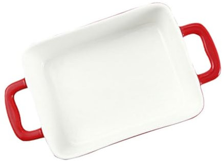 BRIGHTFUFU Plato De Hornear Cerámico Multifuncional Para Cocina y Microondas Bandeja Para Hornear Arroz Al Horno y Queso Doble Asa Utensilio Para Cocinar y Servir Alimentos