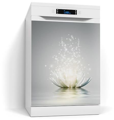 DEQORI Magnetfolie für Spülmaschine 60x70 cm | Motiv Funkelnde Lotusblüte | dekorative Magnetmatte Geschirrspüler Schutz | Magnet Deko-Folie selbstklebend, magnetisch & wasserabweisend