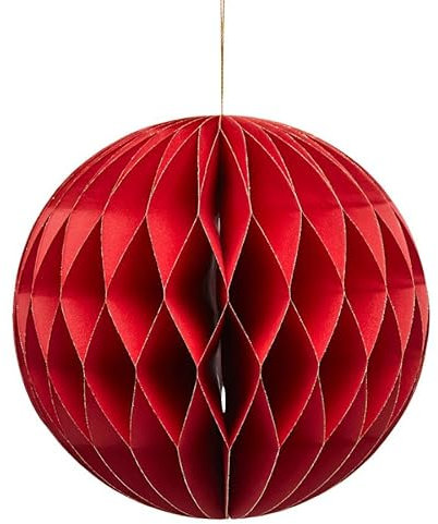 Magie di Natale Weihnachtskugel rot aus Papier Weihnachtsschmuck für Weihnachtsbaum (20 cm)