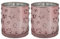 2 Teelichtgläser Votivkerzenhalter Heimdekoration Teelichthalter verziert mit Sternen 80581 Teelichtglas Weihnachten, Sterne in Rosa/Silber verspiegelt, 78 mm für Weihnachtskerzen, Advent