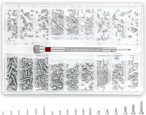 Pofgwjz 500 Pezzi Kit Di Strumenti Di Riparazione Micro Viti, Con Cacciavite, Set Di Mini Viti Autofilettanti, 18 Taglie Di Viti, Adatto Per Viti Di Orologi, Gioielli E Altri Lavori Di Riparazione