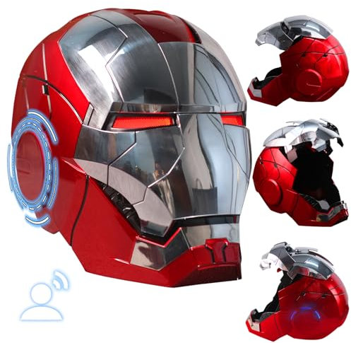 Iron-Man Electronic Mark 5 Helmet - Voice Controlled, LED Eyes, Wearable Super Hero Prop for Christmas & Halloween