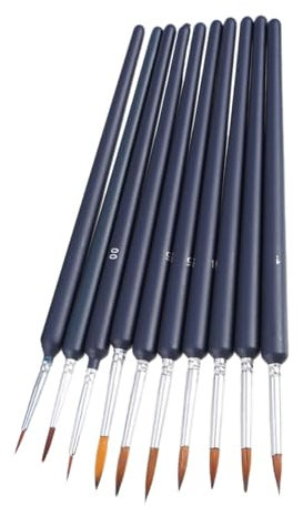 GRADENEVE 10St Malstift acrylbilder bastelzeug wachsstift farbpinsel detail pinsel Ölgemälde Bausatz Zobel Haselnuss Stift für Ölmalerei Pinsel zum Zeichnen von Strichen heulender Wolf Black