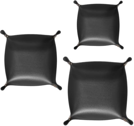 sourcing map 3 bandejas de cuero sintético unisex plegables pequeñas y grandes, bandeja portátil para entrada, mesita de noche, mesita de noche, bandeja de escritorio para llaves, cartera, reloj,