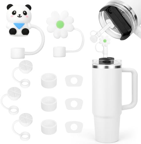 Janpso Juego de accesorios para vasos Stanley, incluye 9 tapones de silicona a prueba de fugas, 2 tapas con pajita para vasos Stanley Cup de 1,2 L y 850 ml, vasos no incluidos