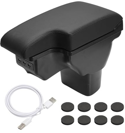 Auto Armlehne Ablagefach für Juke 2010-2019 Mittelkonsole Abdeckung mit Aschenbecher und Getränkehalter und USB-Buchse