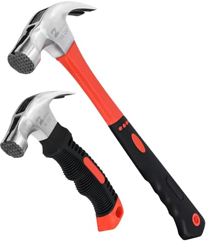 ZUZUAN Verbessertes Klauenhammer-Set mit magnetischem Nagelhalter, rutschfestem Griff, Dual-Nagelrillen, ergonomischer Griff für Präzision und Sicherheit