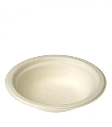 Genérico Bol Redondo de caña de azucar, Desechable Biodegradable, compostable 20 cm, Color Blanco, Apto para Alimentos (300ml)