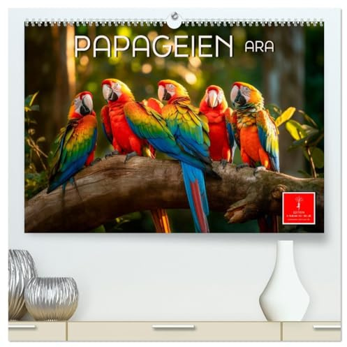 Papageien - Ara (hochwertiger Premium Wandkalender 2026 DIN A2 quer), Kunstdruck in Hochglanz: Eindrucksvolle Bilder der exotischen Vögel. (CALVENDO Tiere)