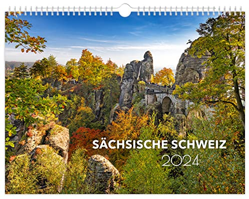 Kalender Sächsische Schweiz 2024: | 40 x 30 cm | schwarzes Kalendarium