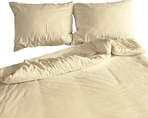 Carpe Sonno Mako Satin Bettwäsche 155x220 cm Creme - Elegante Hotelbettwäsche aus 100% Baumwolle für besten Schlafkomfort – Bettgarnitur Set mit Kopfkissenbezug 80x80 cm und Makosatin Bettbezug