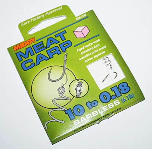 Middy Hooks To Nylon Meat Carp - Size 10 Barbless