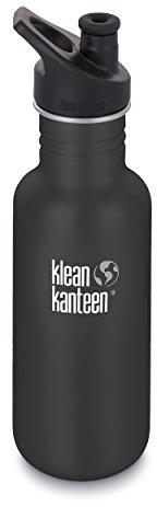 Klean Kanteen Klassische Edelstahl-Trinkflasche, einwandig, nicht isolierte Wasserflasche, mit Sportverschluss, 510 ml, Schieferschwarz