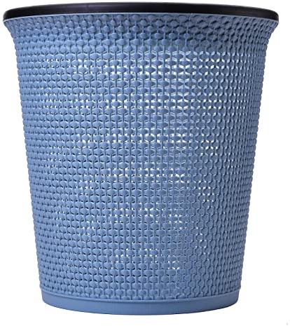 Zuvo Plastic Trash Paper Bin with Contemporary Look | Powder Coated Cylindrical Open-Top Designed Lightweight Waste Basket | Ideal Rubbish Bin For Kitchen, Bedroom, Bathroom & Office