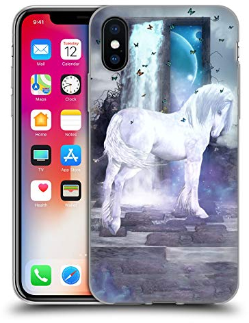 Head Case Designs Officially Licensed Simone Gatterwe Silver Unicorn Pegasus And Unicorns Soft Gel Case Compatible With Apple iPhone X/iPhone XS