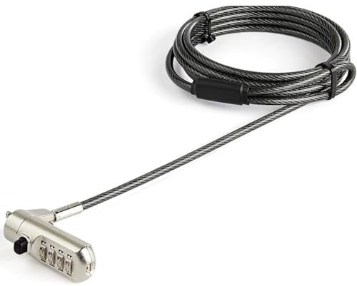 StarTech.com 6.5ft Laptop Cable Lock for Nano Slot Computer/Device, Anti-Theft 4 Digit Combination, Steel Security Cable Lock