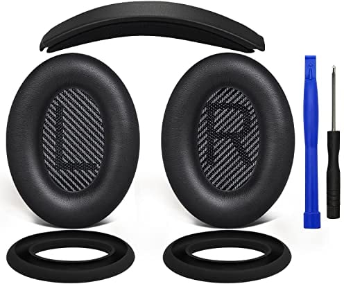 SOULWIT Ersatz Ohrpolster Polster + Kopfband Stirnband Headband+ Silikon Ohrpolster Schutz Abdeckung Abdeckungen, Ersatz Zubehör Kit für Bose QuietComfort 35 QC35, QC35 ii Over-Ear-Kopfhörer