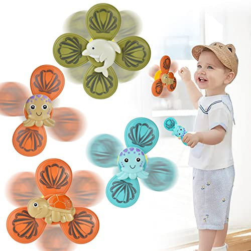 wgde toy Toys for 1 2 3 Year Old Girls Gifts, Suction Cup Fidget Spinner 1-3 Olds Boys Baby Sensory 0-6-12 Months Plus, Bath Birthday Gifts Toddler 1-5