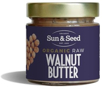 Raw Walnut Butter by Sun & Seed - 200g - Smooth Nut Butter - Plant Based - Rich in Alpha Linolenic Acid & Omega-3-100% Organic Walnuts - Palm Oil Free - Vegan Butter