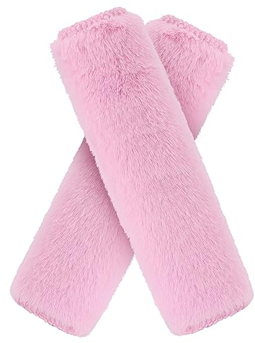Imbottiture per Cinture di Sicurezza per Auto Morbidi e Comodi Cuscinetti per Cintura di Sicurezza in Pelliccia di Coniglio Finta Rosa per Bambini Adulti 2 Pezzi