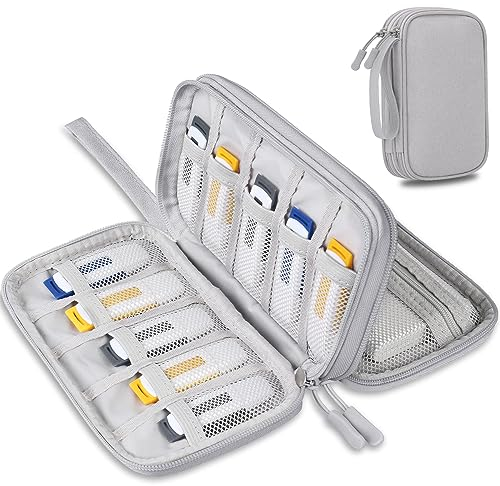 Lacdo USB Flash Drive Case Thumb Drive Holder Case Organizer Portable Electronic Accessories Storage Bag for SanDisk/SamData/Samsung USB Flash Drives Jump Drive Memory Stick, SD Card, Cable, Gray