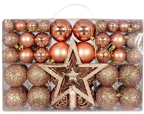 101 Stück Weihnachtskugeln Kunststoff Set, 3/4/6cm Weihnachtskugel Christbaumkugeln, Saisonal Dekoration Geschenk Weihnachtskugeln für Weihnachtsbaum, Hochzeit, Party, Urlaub, Bar Dekoration, RoséGold