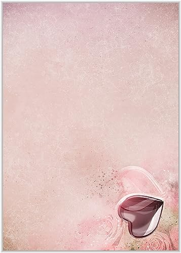 Briefpapier mit Herzen DIN A4 - Papier mit Herzchen - 20 Blatt - Motiv Nr. 003 | 160g/m²