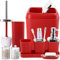XLHOMO Ensemble d'accessoires de salle de bain rouge foncé 9 pièces avec poubelle, gobelet à brosse à dents, distributeur de savon, porte-savon, porte-brosse WC, 2 distributeurs Qtip et plateau