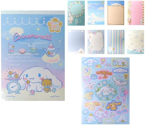 Kawaii Characters Mini Memo Pad Notepad - Non-sticky Note Writing Pads for School, Work, Grocery List, Shopping List, To-Do List & Reminders | 8 Designs, 104 Sheets, 30 Stickers (Cinnamon-roll)