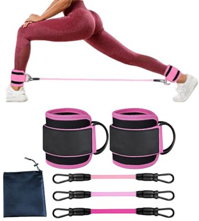 GYWHOOFT 5 bandas elásticas para fitness, bandas de resistencia al tobillo con puños de 10 libras, 20 libras, 30 libras Correas de tobillo elásticas y transpirables Puños de tobillo ajustables