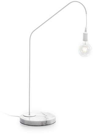 LAMPARA SOBREMESA 35X25X58 MARMOL BLANCO/METAL BLANCO