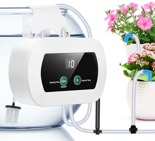 YAOBLUESEA Sistema de riego automático para plantas, riego por goteo, riego por goteo, riego para plantas de interior, riego con tubo de 10 m, antisifón, 10 goteros para invernaderos interiores y