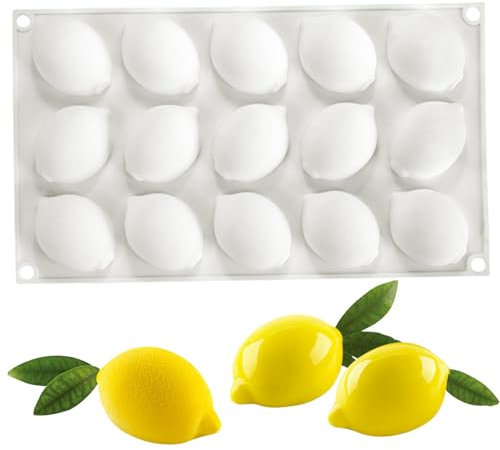 Schokoladenformen Silikon Süßigkeitsformen 3D Zitronenförmige Fondantformen 15-Cavity-Frucht Snacksform nicht haffer Zitronenform für DIY-Gebäckdesserts Backgummi Backgummi