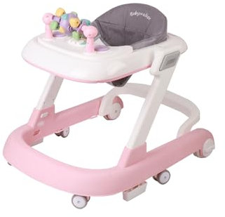 Trotteur pour bébé - Jouet pour enfants - Aide à la marche - Hauteur réglable (60 x 55 x 70 cm) - Rose