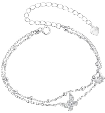 Qings Damen 925 Sterling Silber Tier Armband Schmetterling/Libelle/Koi Fisch Armkette mit Zirkon Verstellbare Tiere Insekt Armkette Schmuck Geschenke für Frauen