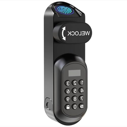 RUILON Serrure connectée porte entree U81- IP65 Serrure code empreinte digitale avec 3 cartes RFID 2 Clés, Cylindre electronique facile à installer, Poignée biometrique, Pour portes 50-95mm