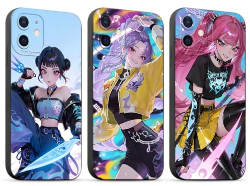 TBNMBGY 3 Stück Cartoon Handyhülle für iPhone 11 6,1 Hülle, Kpop Hunters Sänger Idol Zoey Rumi Mira Anime Muster mit Silikon Weiche TPU Schutzhülle Stoßfest Kameraschutz Bumper Case, Cute