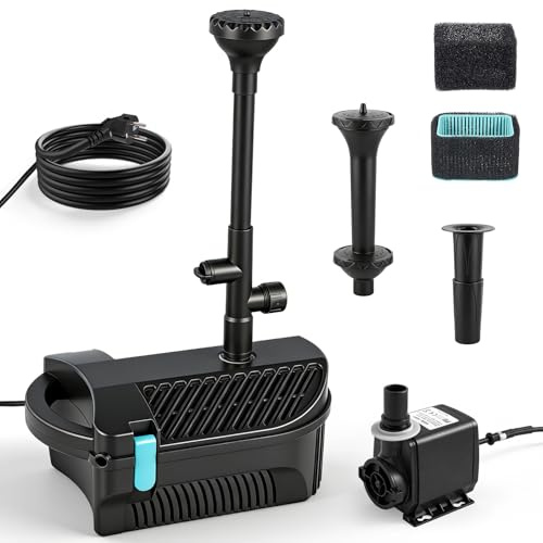 Super Eco Teichpumpe mit drei austauschbaren Düsen geliefert, Filterpumpe, niedriger Verbrauch, Wasserpumpe für Koi-Teich, Bachlaufpumpe, 2500 l/h