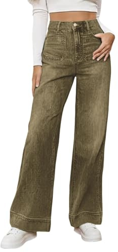 HUYTBYG Damjeans denim raka ben skaterbyxor kvinnor retro breda ben jeans streetwear denimbyxor utomhus Y2K byxor lätt skejtbyxor säckiga trendiga byxor smart cowgirls byxa