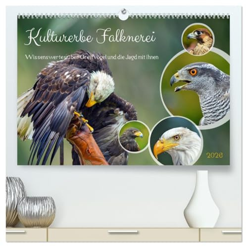 Kulturerbe Falknerei (hochwertiger Premium Wandkalender 2026 DIN A2 quer), Kunstdruck in Hochglanz: Wissenswertes über Greifvögel und die Jagd mit ihnen (CALVENDO Tiere)