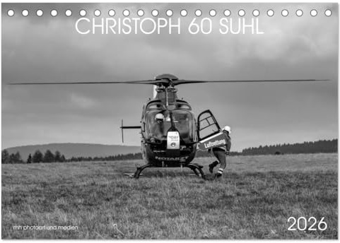 Christoph 60 Suhl (Tischkalender 2026 DIN A5 quer), CALVENDO Monatskalender: Schwarz-Weiss-Fotokalender mit Motiven des Rettungshubschraubers ... der DRF Luftrettung (CALVENDO Gesundheit)