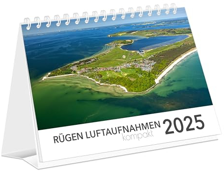 Kalender Rügen Luftaufnahmen kompakt 2025 | 21 x 15 cm | weißes Kalendarium